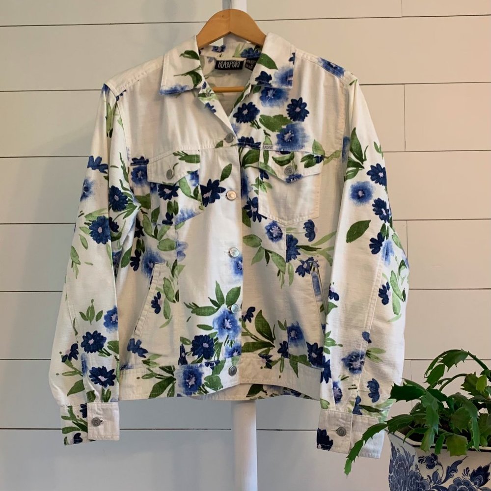 🌻 Blassport 90's Vintage Floral Denim Jacket